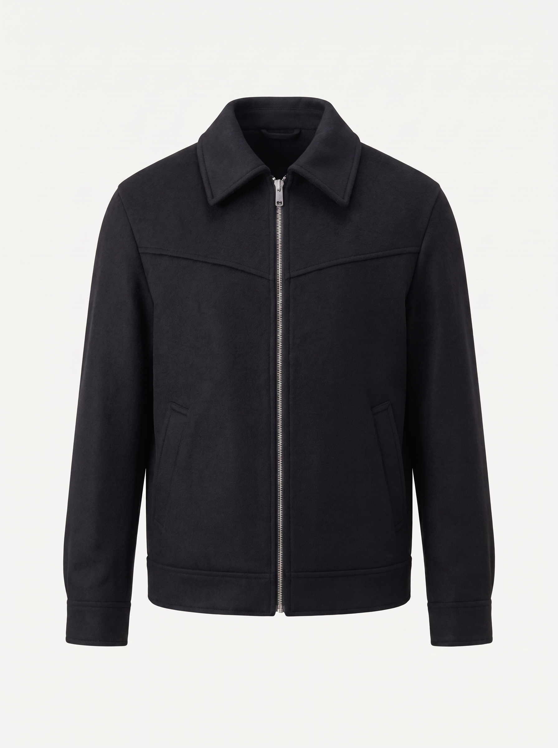 Francesco Bellani Bergamo wool coat in Midnight Black — studio packshot