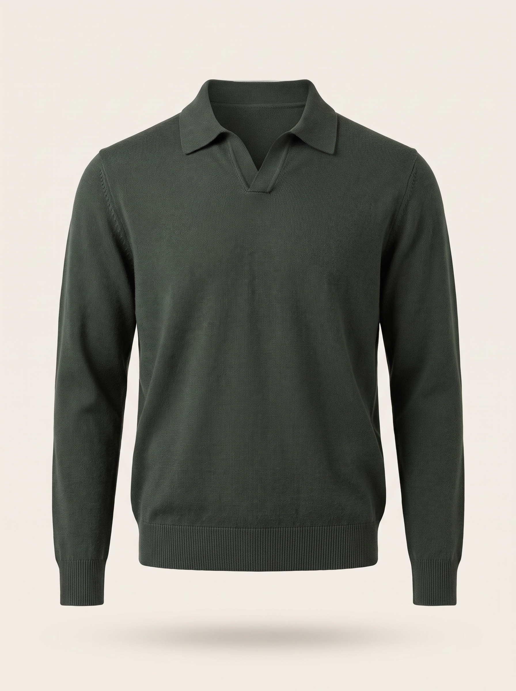 Francesco Bellani Solferino knitted polo in Cypress Green — studio packshot