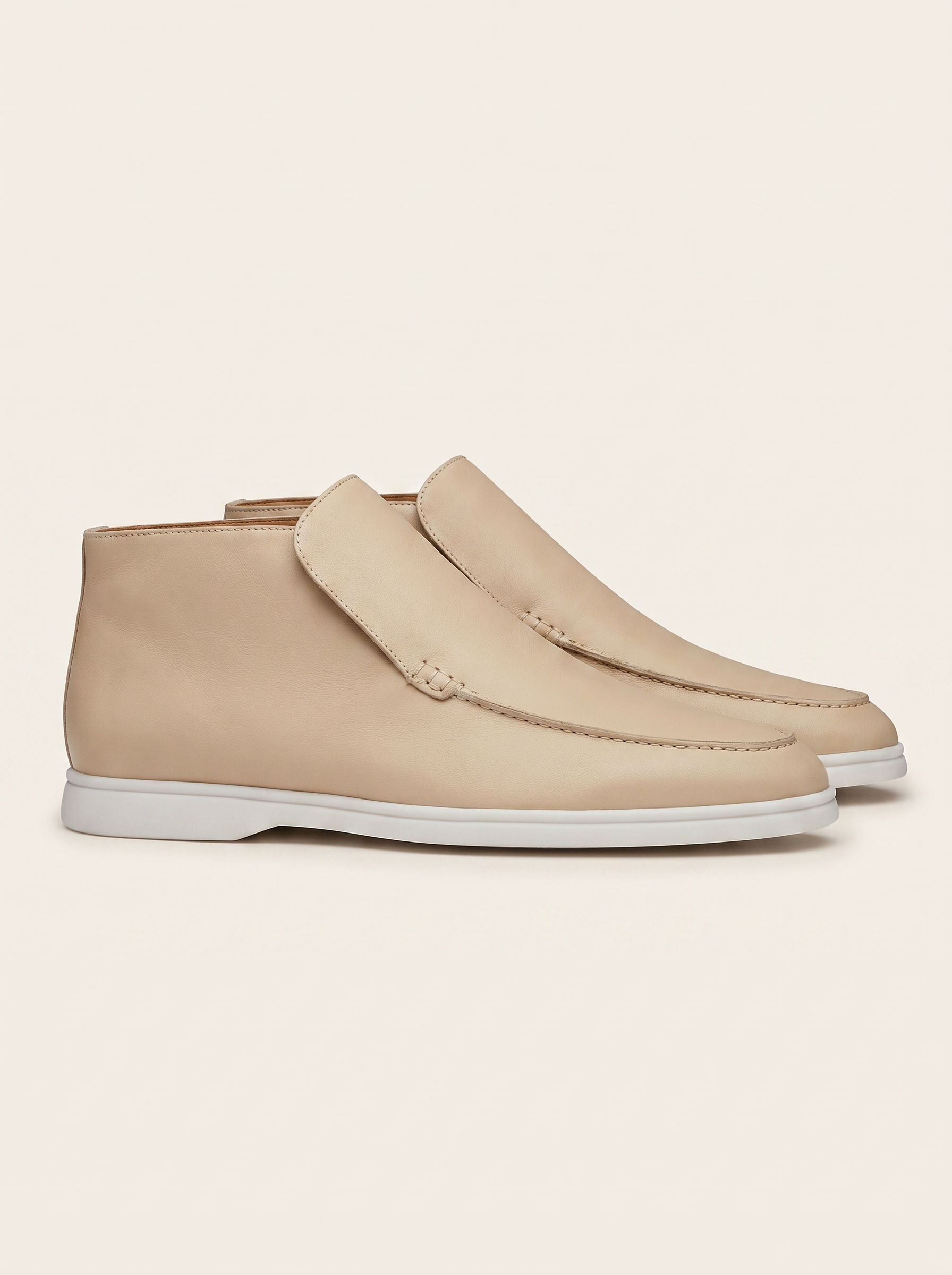Francesco Bellani Varenna high loafer in Ivory Beige leather — studio packshot
