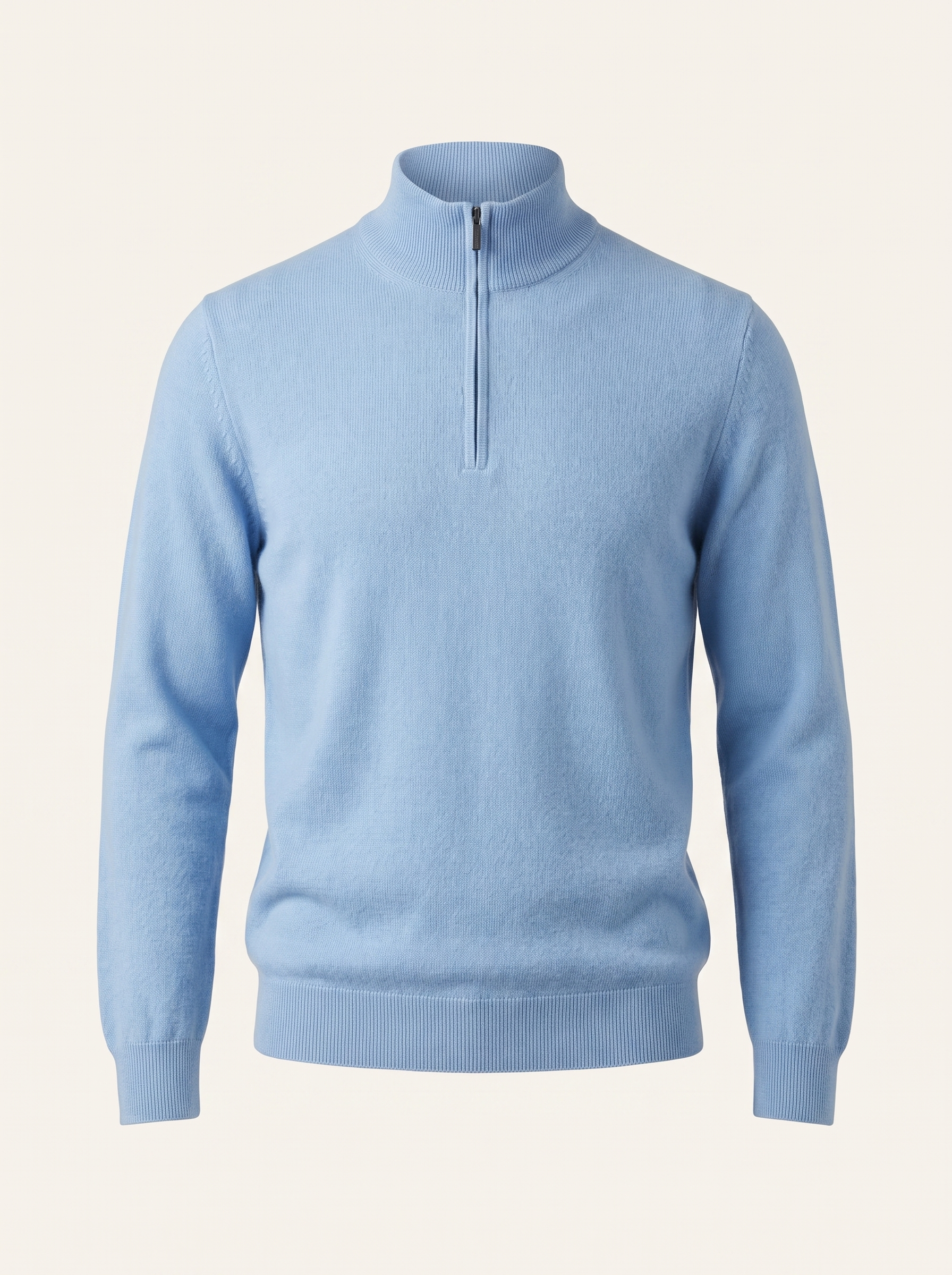 Francesco Bellani Como quarter-zip in Light Blue — studio packshot