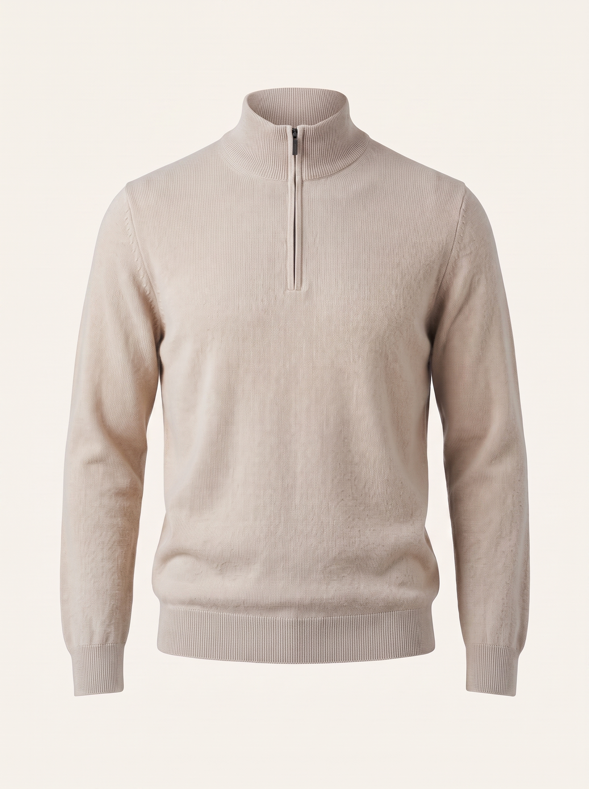 Francesco Bellani Como quarter-zip in Beige — studio packshot