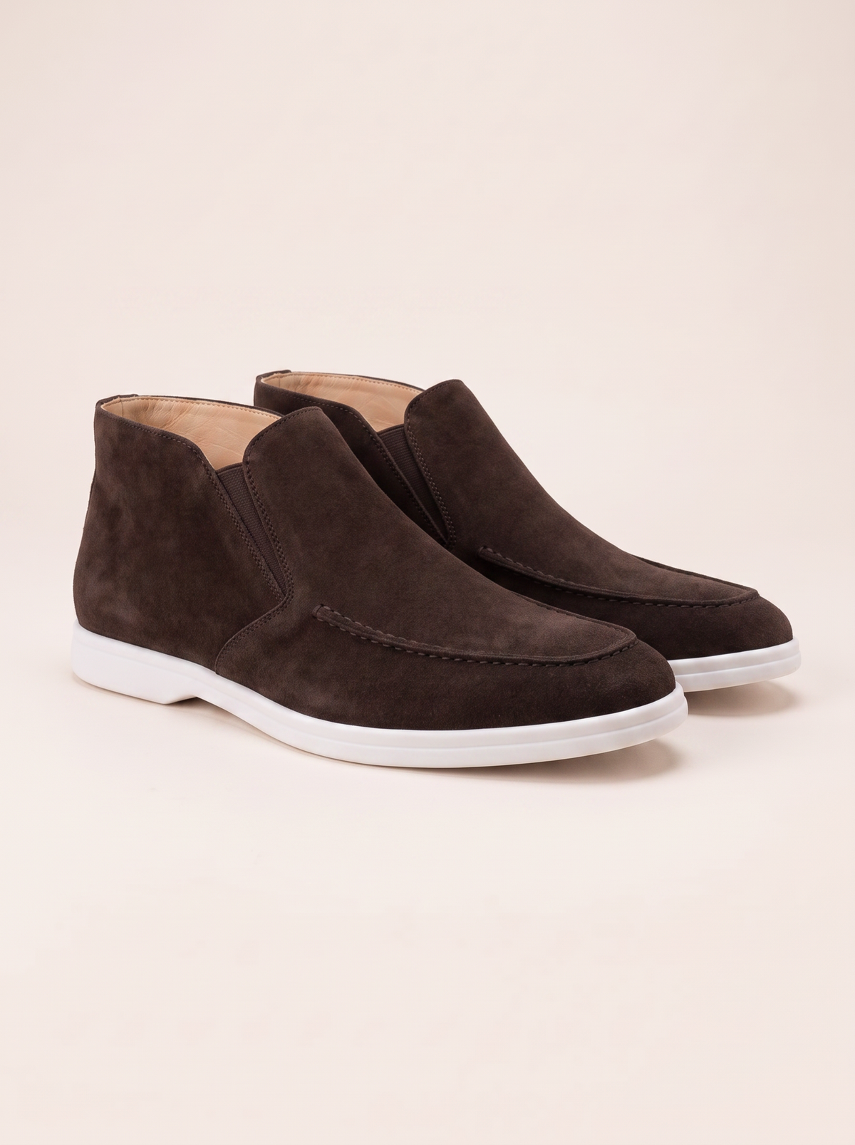Francesco Bellani Varenna high loafer in Ebony Brown suede — studio packshot