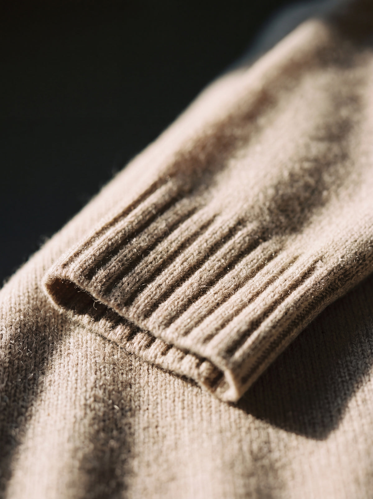 Close detail of the ribbed cuff and wool fibres on the Francesco Bellani Navigli pullover