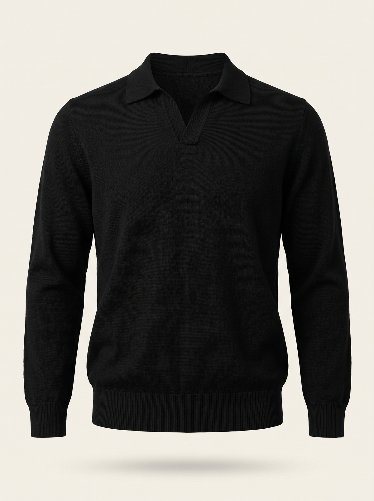Francesco Bellani Solferino knitted polo in Midnight Black — studio packshot