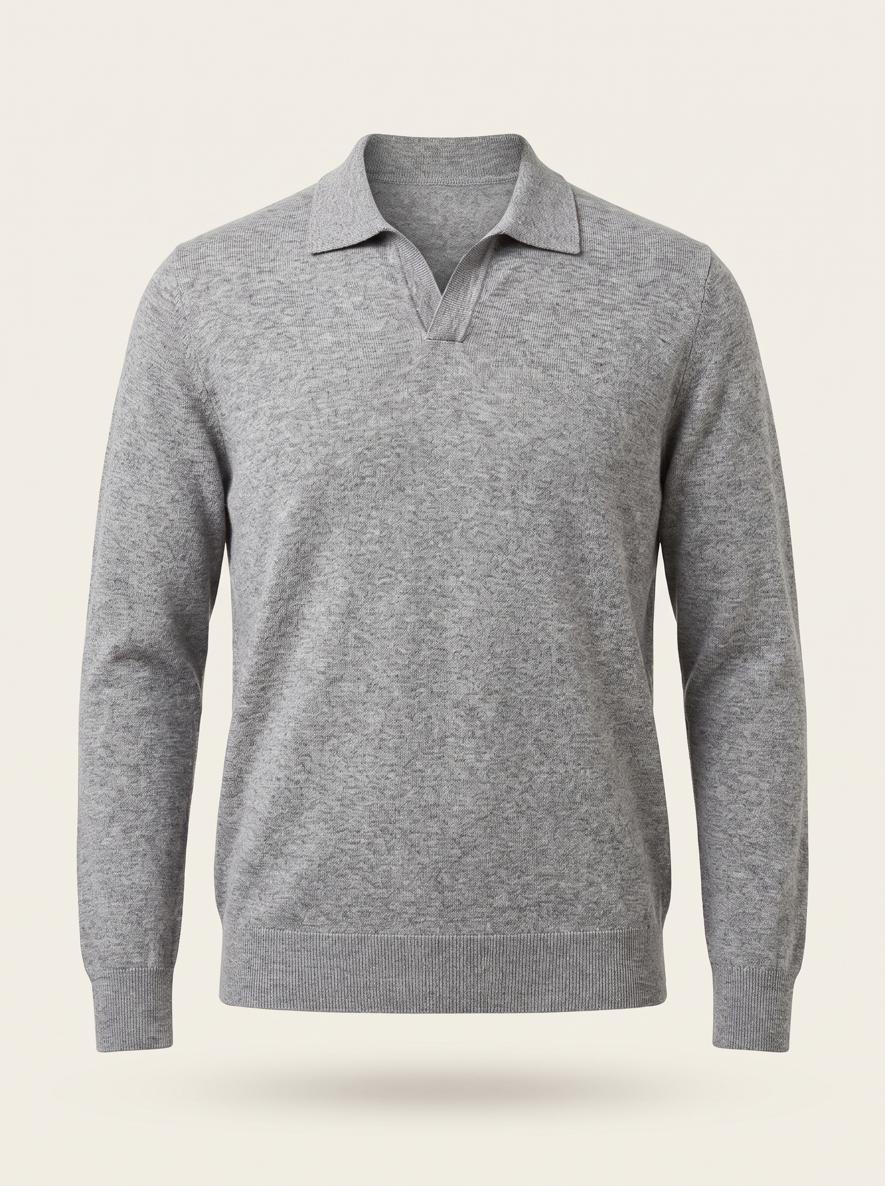 Francesco Bellani Solferino knitted polo in Ash Grey — studio packshot