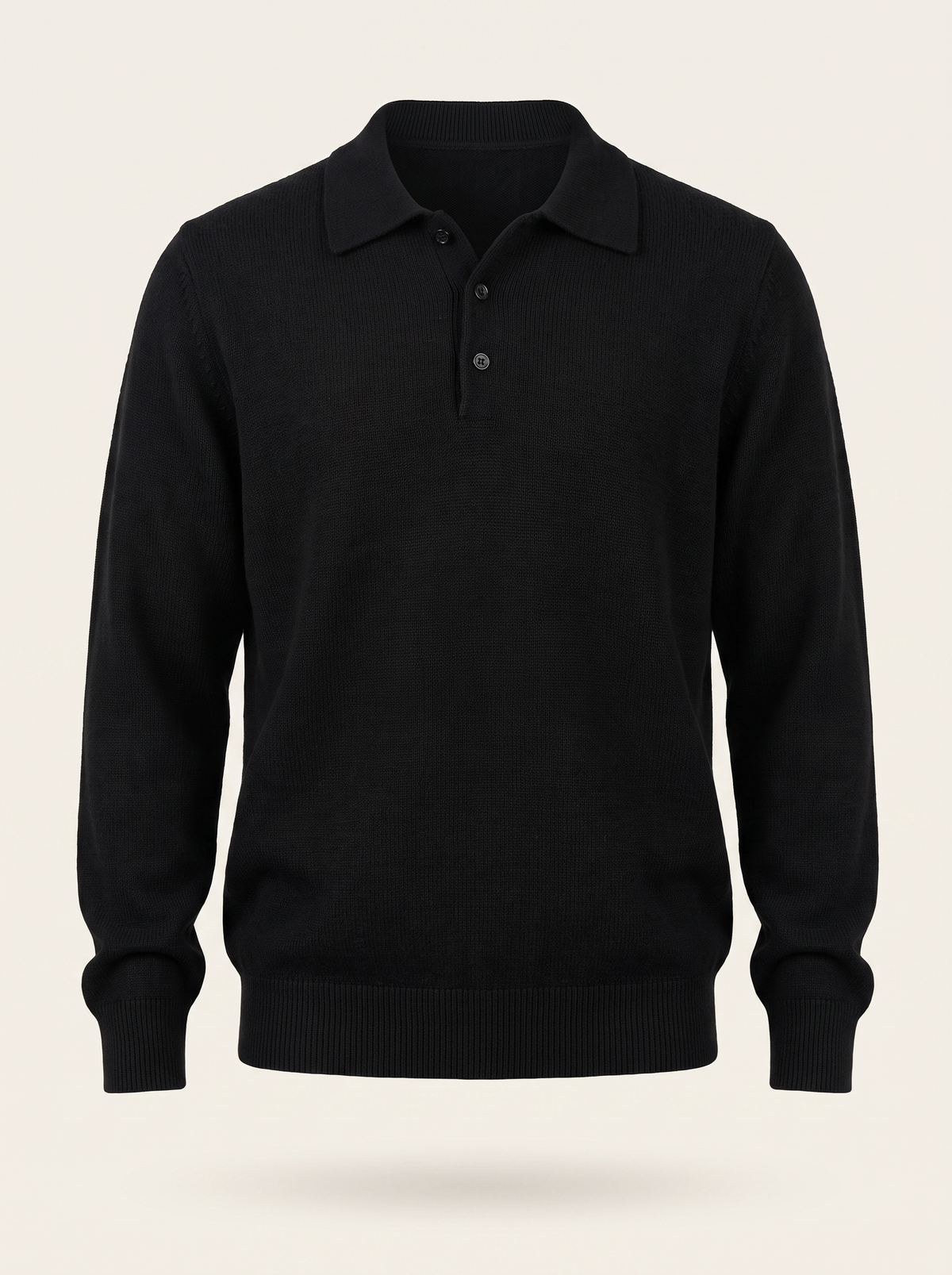 Francesco Bellani Brera cashmere polo in Midnight Black — studio packshot