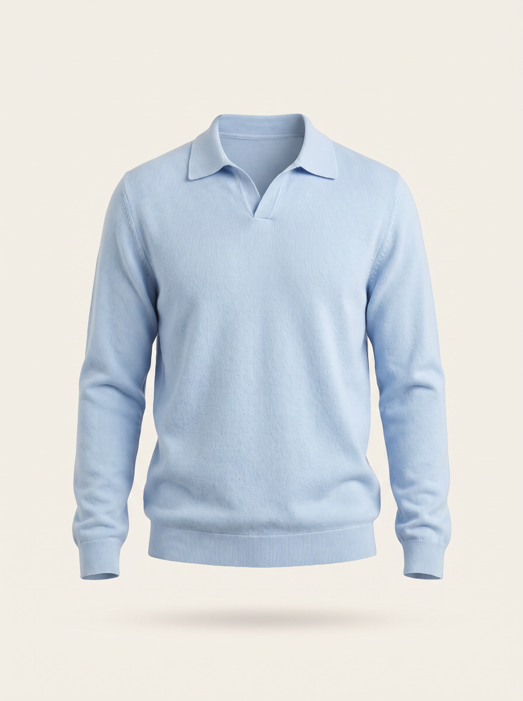 Francesco Bellani Brera cashmere polo in Pastel Blue — studio packshot
