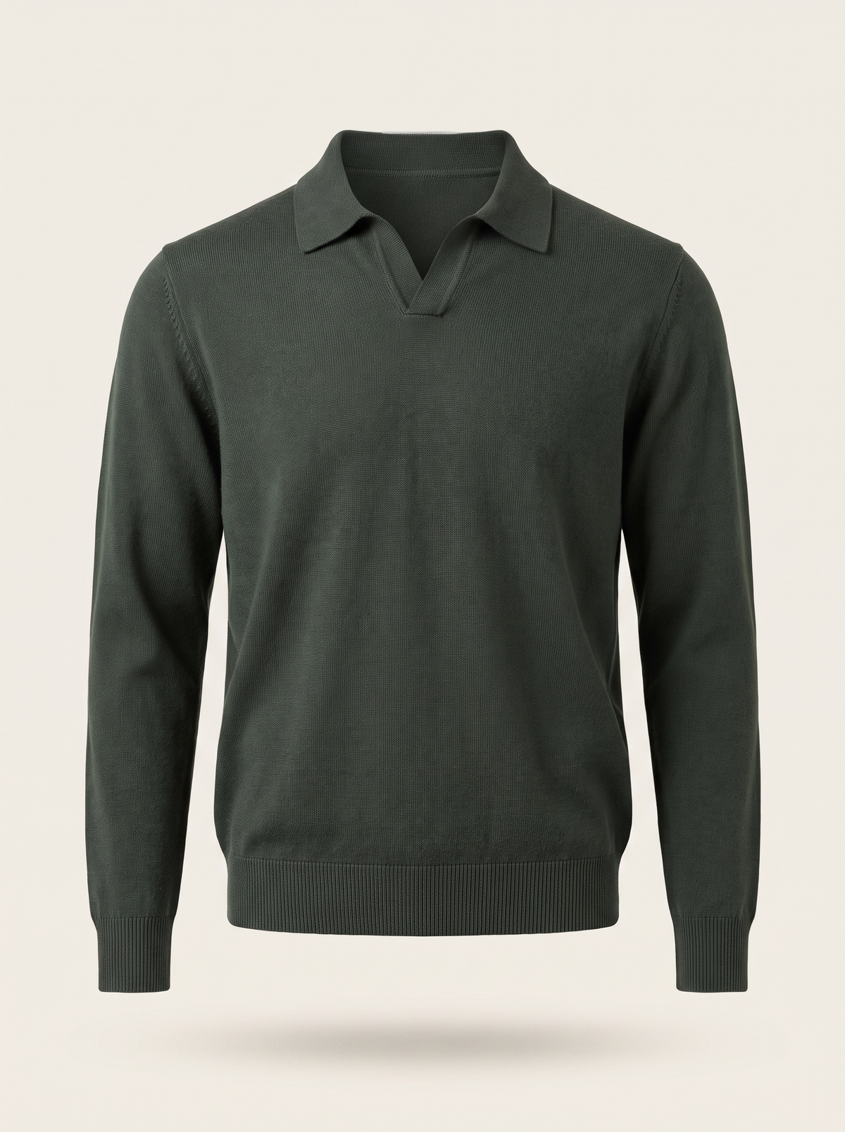 Francesco Bellani Solferino knitted polo in Cypress Green — studio packshot