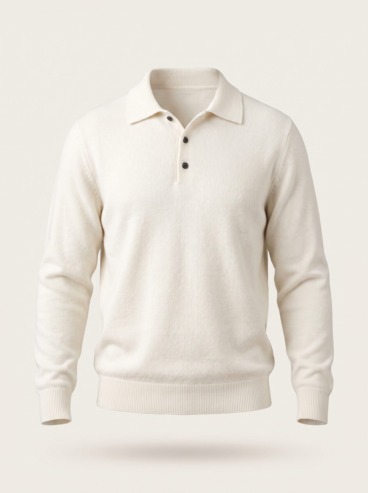 Francesco Bellani Brera cashmere polo in Silk White — studio packshot