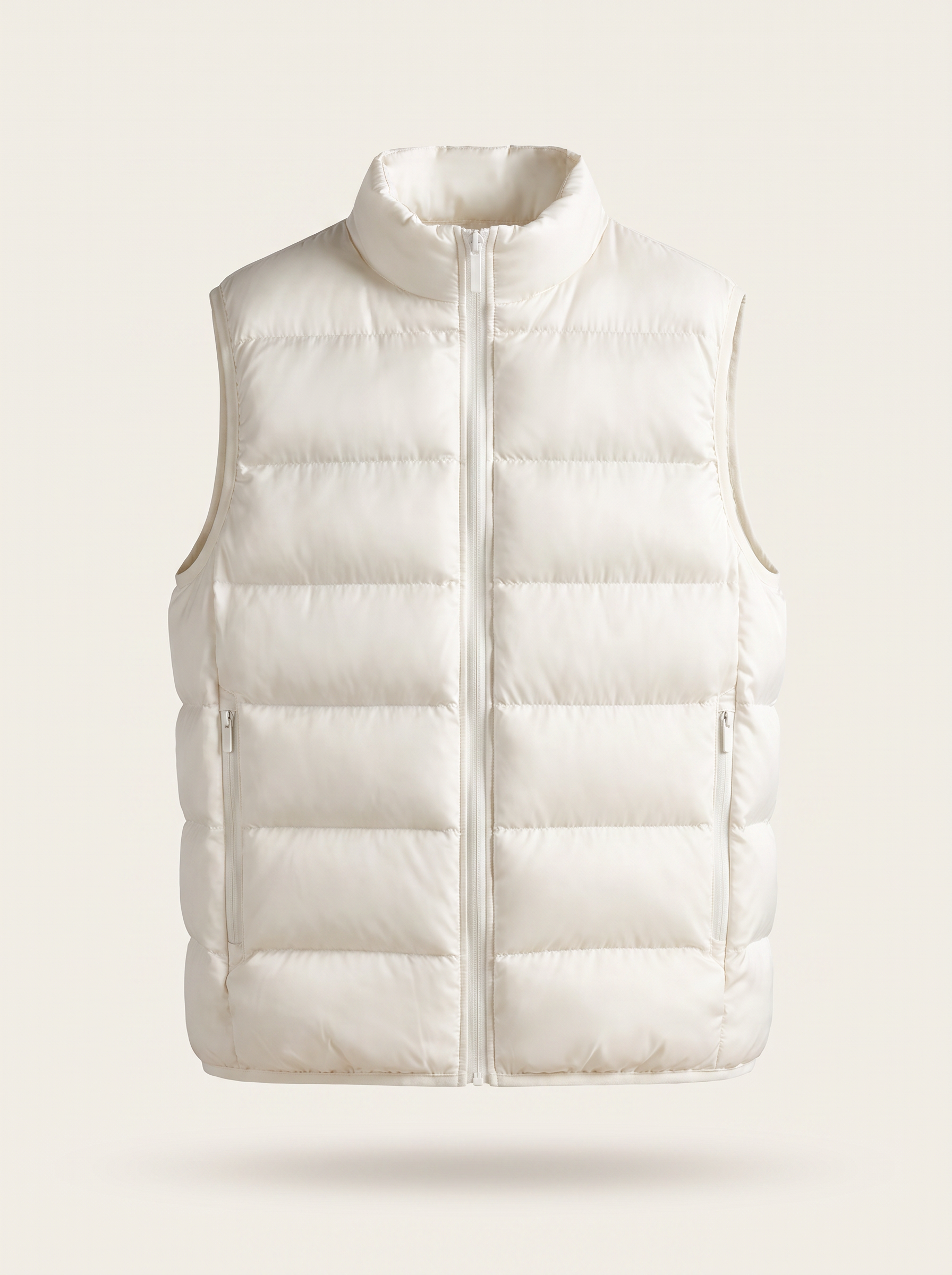 Francesco Bellani Lombardia quilted gilet in Silk White — studio packshot