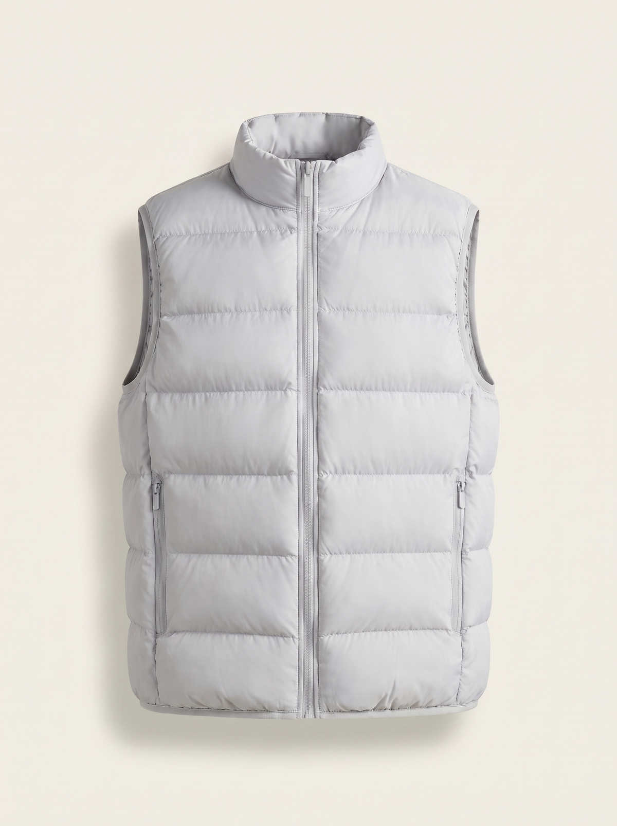 Francesco Bellani Lombardia quilted gilet in Cloud Grey — studio packshot