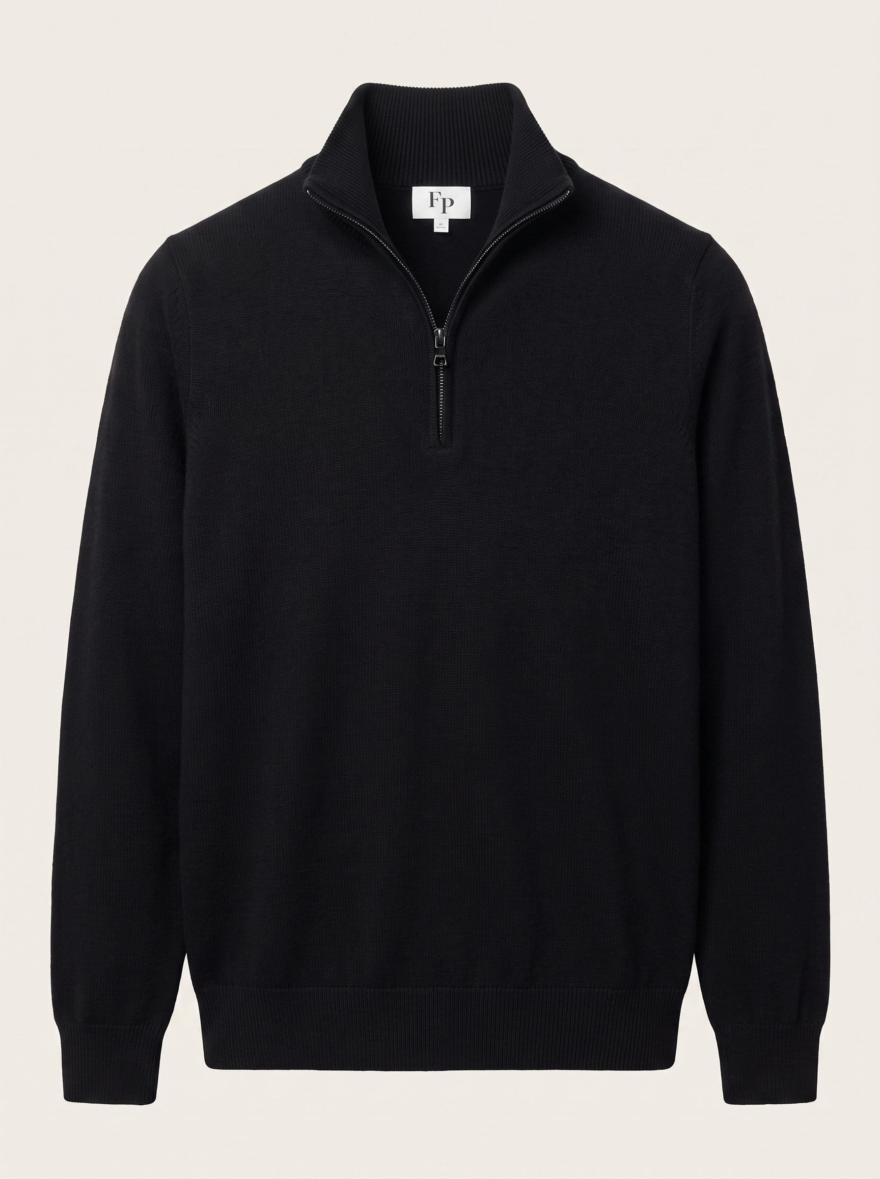 Francesco Bellani Como quarter-zip in Black — studio packshot