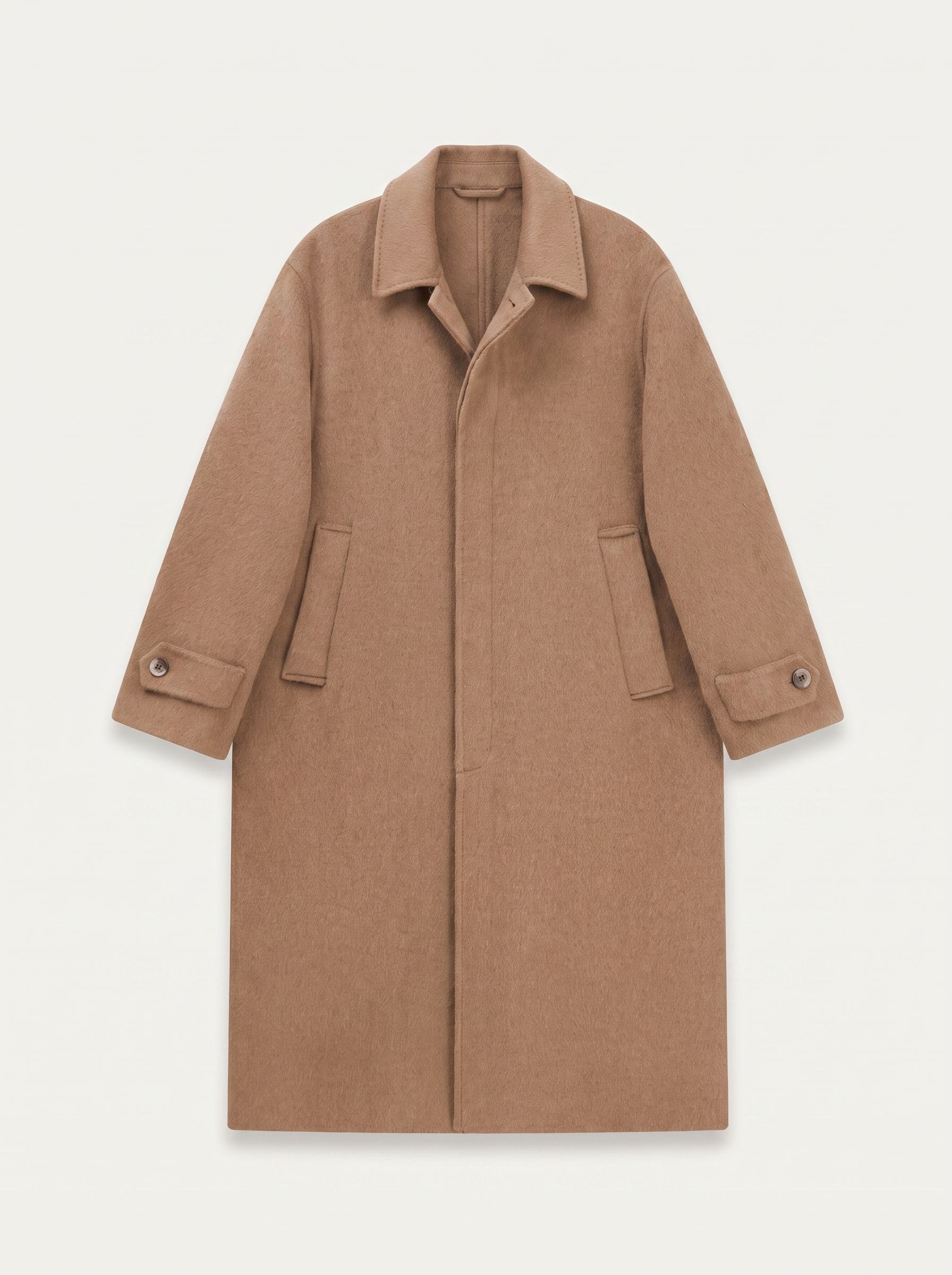 Francesco Bellani Stresa long wool coat in Camel — studio packshot