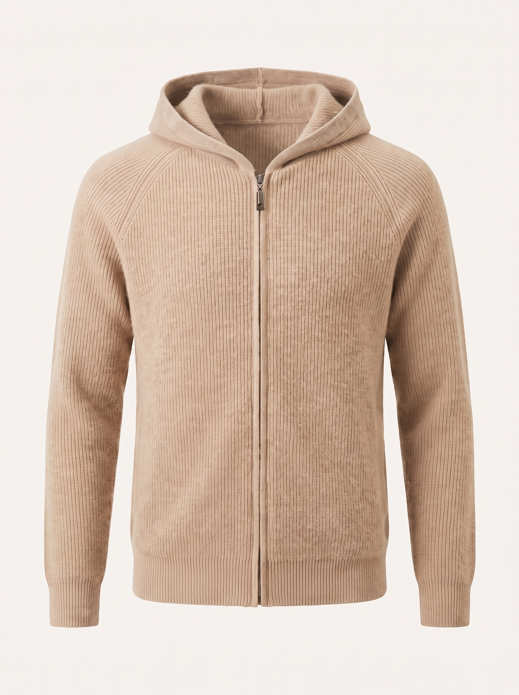 Francesco Bellani Sestriere hooded knit in Beige — studio packshot
