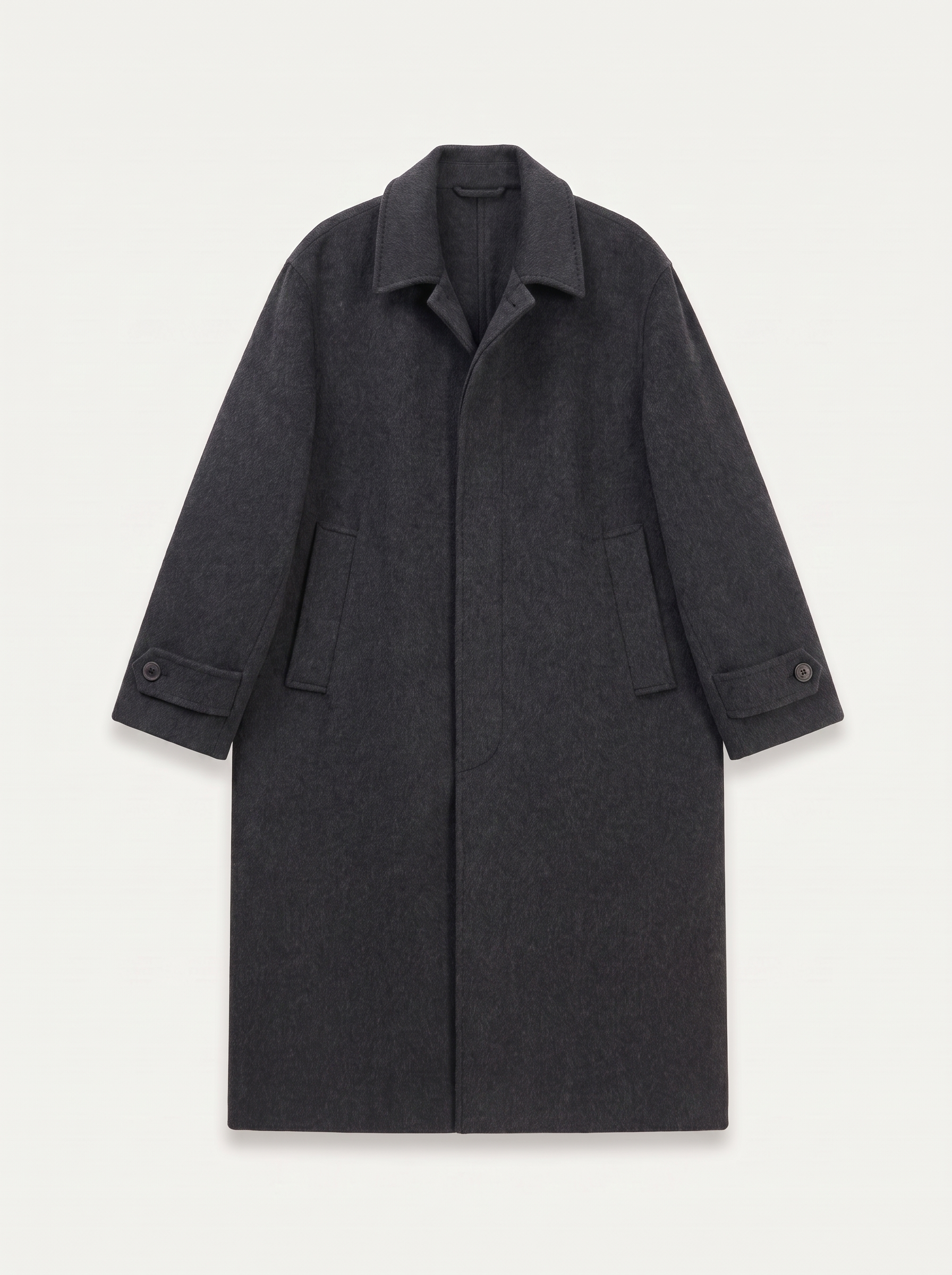 Francesco Bellani Stresa long wool coat in Dark Grey — studio packshot