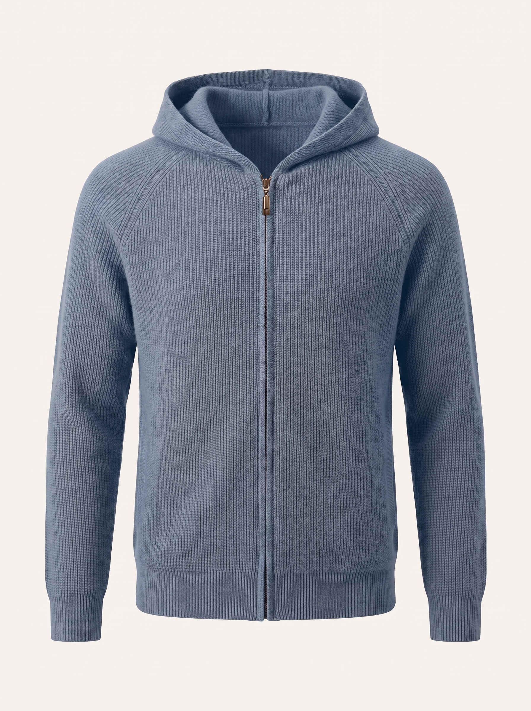 Francesco Bellani Sestriere hooded knit in Blue — studio packshot