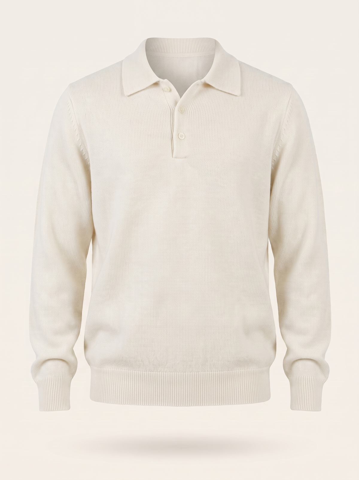 Men's cashmere knitted polo in silk white — Francesco Bellani Brera, studio packshot