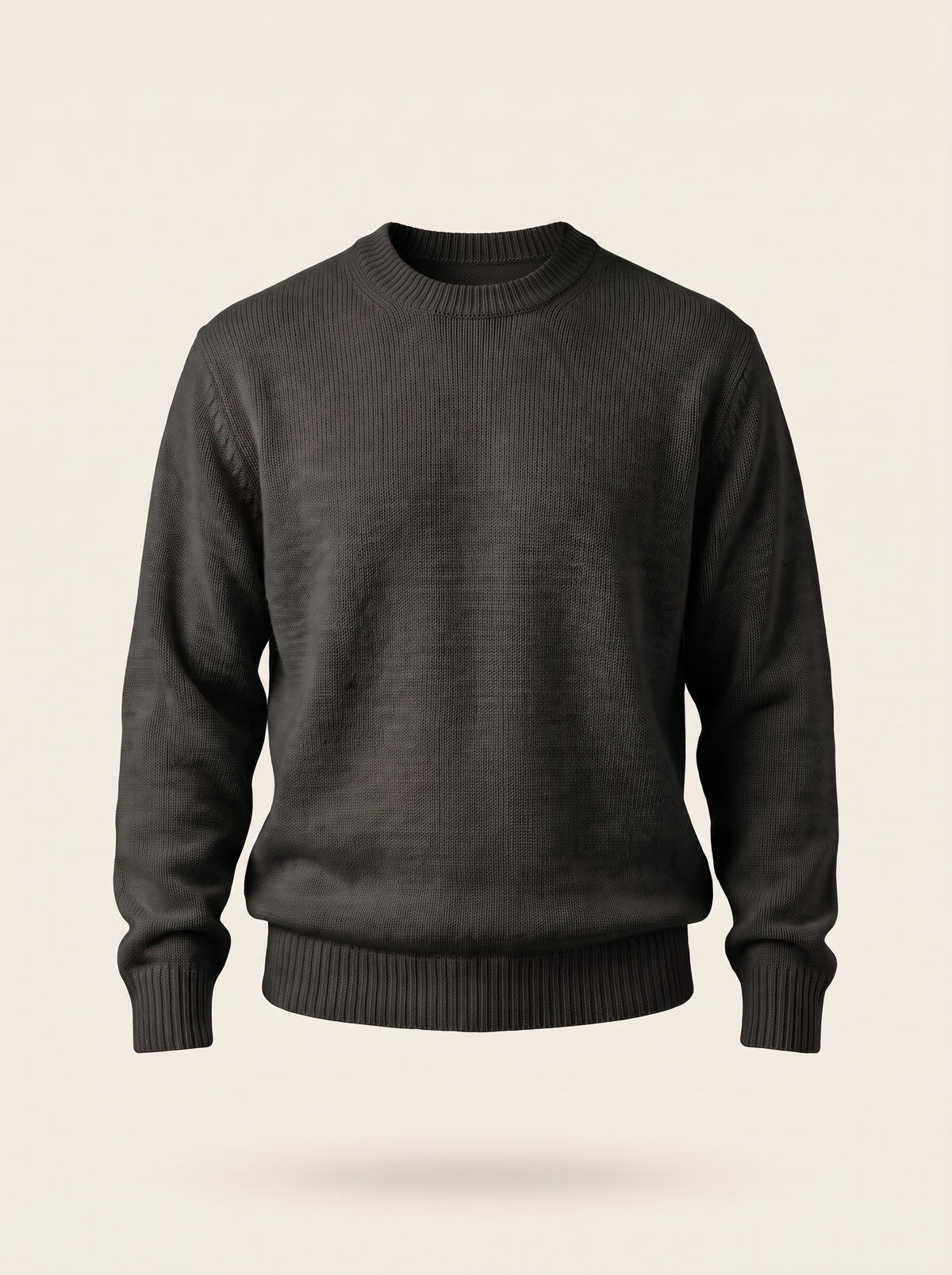 Men's wool crew-neck pullover in black — Francesco Bellani Navigli, studio packshot