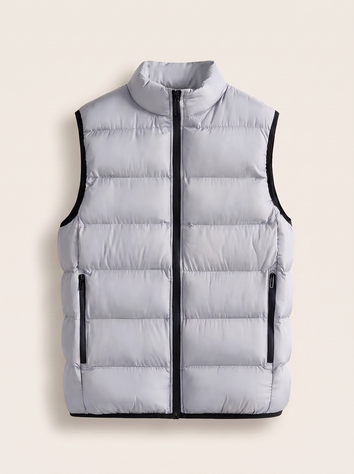 Men's quilted gilet in cloud grey — Francesco Bellani Lombardia, studio packshot
