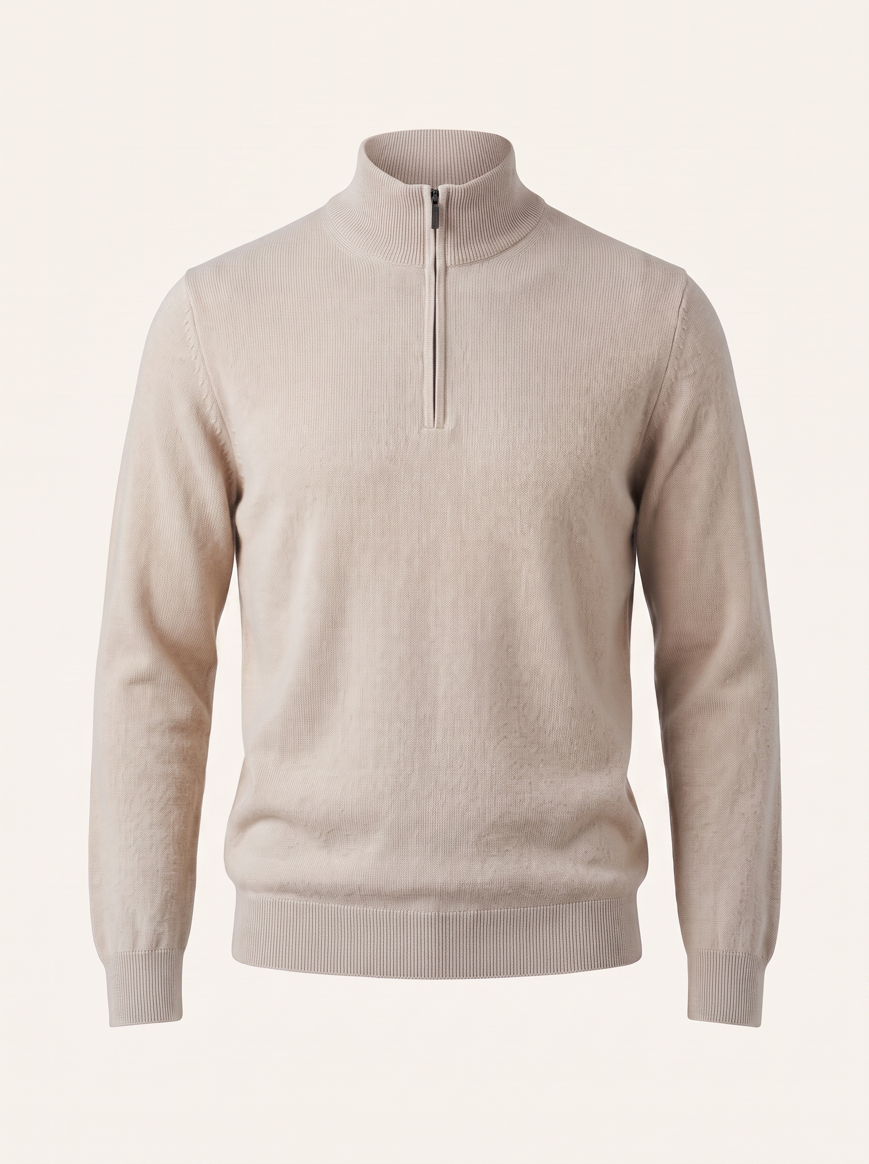 Francesco Bellani Como quarter-zip in Beige — studio packshot