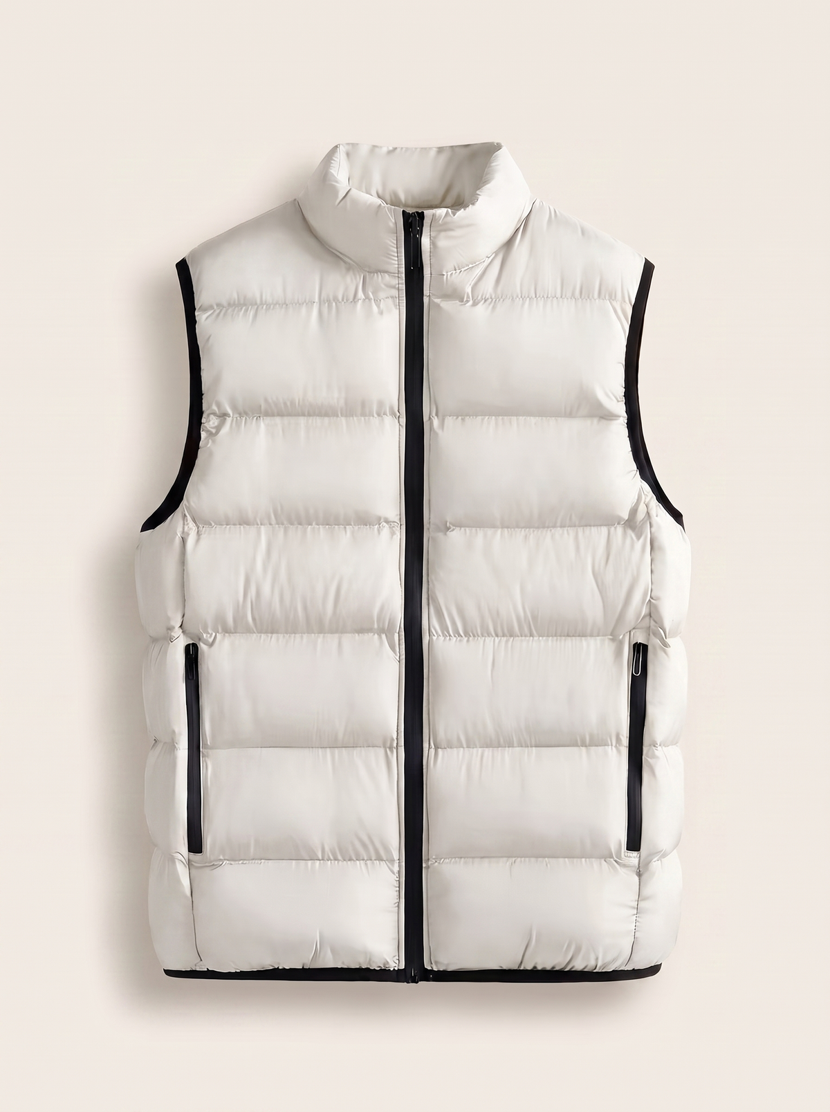 Men's quilted gilet in silk white — Francesco Bellani Lombardia, studio packshot