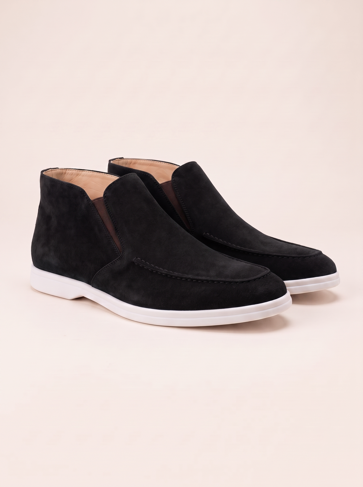 Men's high-cut suede loafer in regal black — Francesco Bellani Varenna, studio packshot