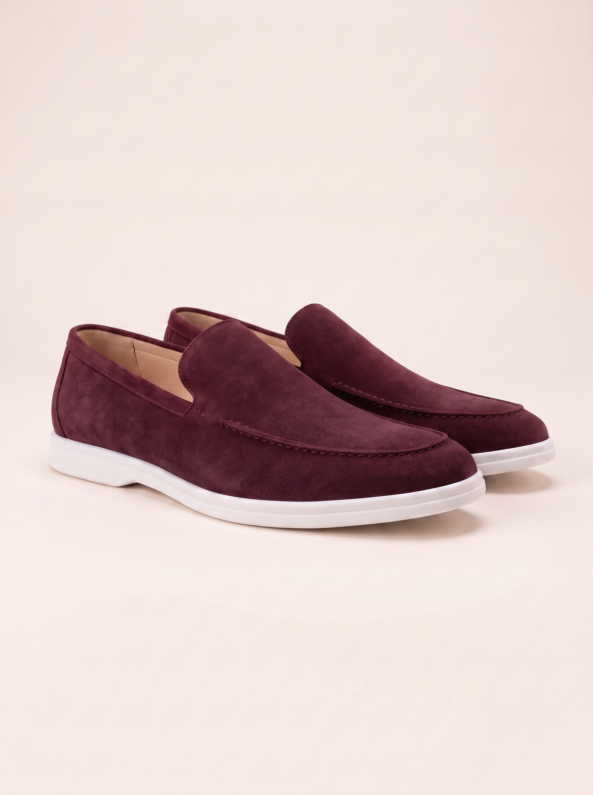 Men's suede loafer in burgundy red — Francesco Bellani Bellagio, studio packshot