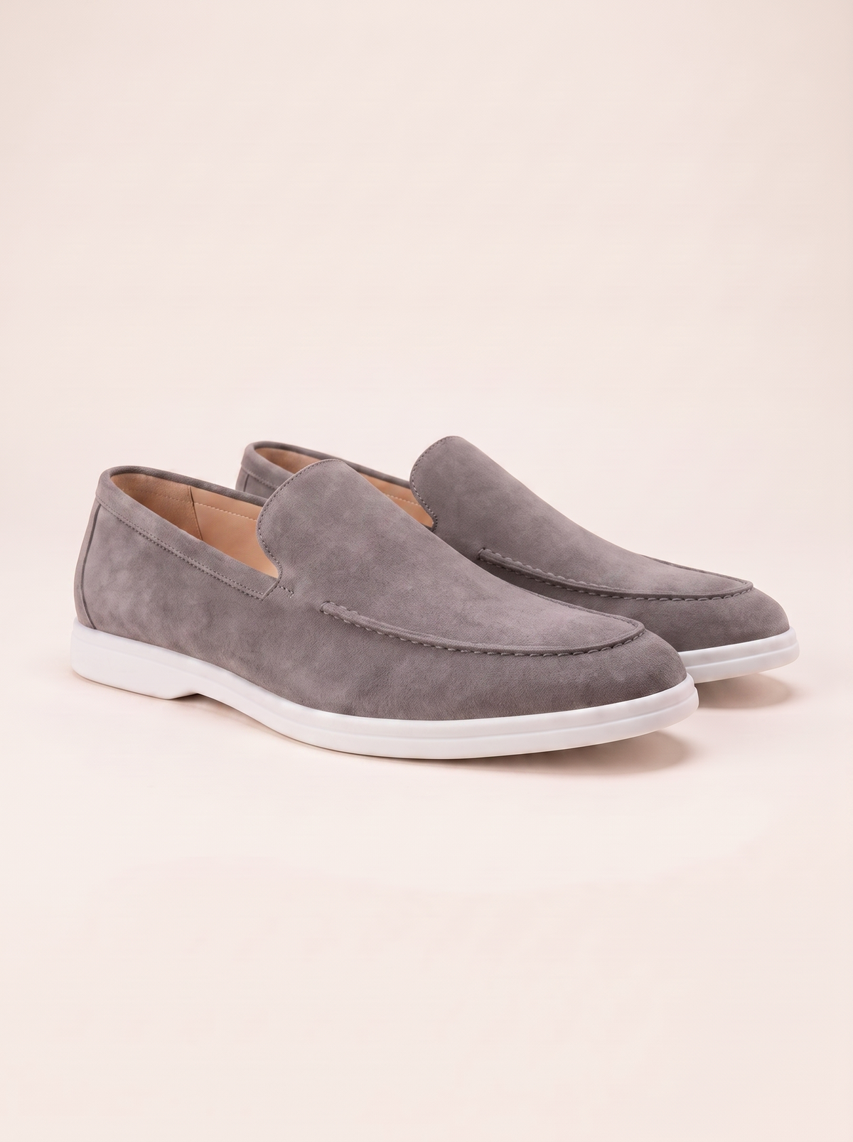 Francesco Bellani Bellagio loafer in Venetian Grey suede — studio packshot