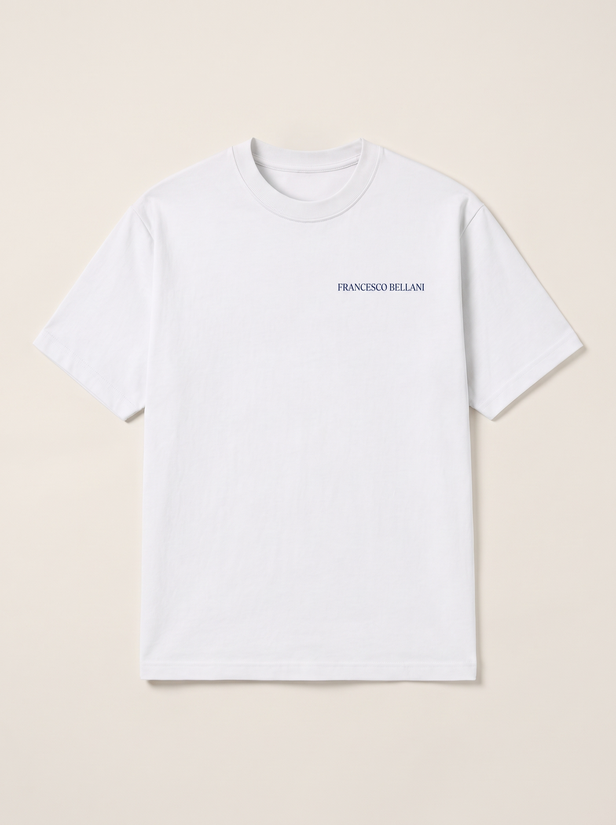 Tremezzo Printed Tee in white, front view with the Francesco Bellani wordmark at the chest